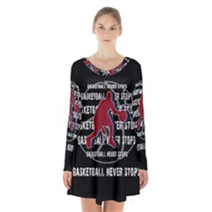 Basketball Never Stops Long Sleeve Velvet V-neck Dress by Valentinaart