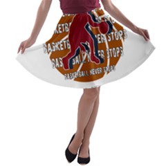 Basketball Never Stops A-line Skater Skirt by Valentinaart