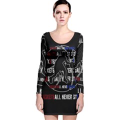 Basketball Never Stops Long Sleeve Velvet Bodycon Dress by Valentinaart