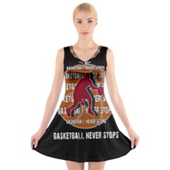 Basketball Never Stops V-neck Sleeveless Skater Dress by Valentinaart