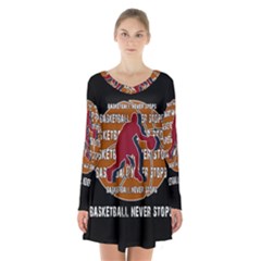 Basketball Never Stops Long Sleeve Velvet V-neck Dress by Valentinaart