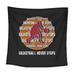 Basketball Never Stops Square Tapestry (large) by Valentinaart