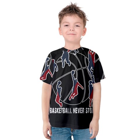 Basketball Never Stops Kids  Cotton Tee by Valentinaart