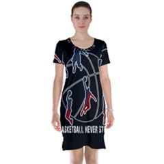 Basketball Never Stops Short Sleeve Nightdress by Valentinaart