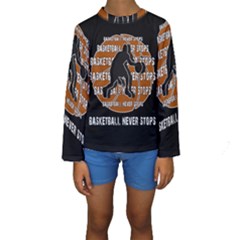 Basketball Never Stops Kids  Long Sleeve Swimwear by Valentinaart