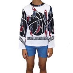 Basketball Never Stops Kids  Long Sleeve Swimwear by Valentinaart