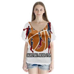 Basketball Never Stops Flutter Sleeve Top by Valentinaart