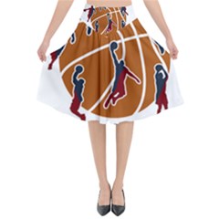 Basketball Never Stops Flared Midi Skirt