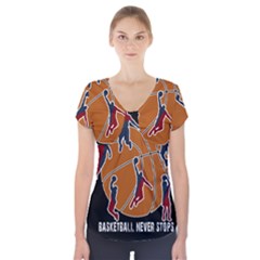 Basketball Never Stops Short Sleeve Front Detail Top by Valentinaart