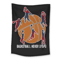 Basketball Never Stops Medium Tapestry by Valentinaart