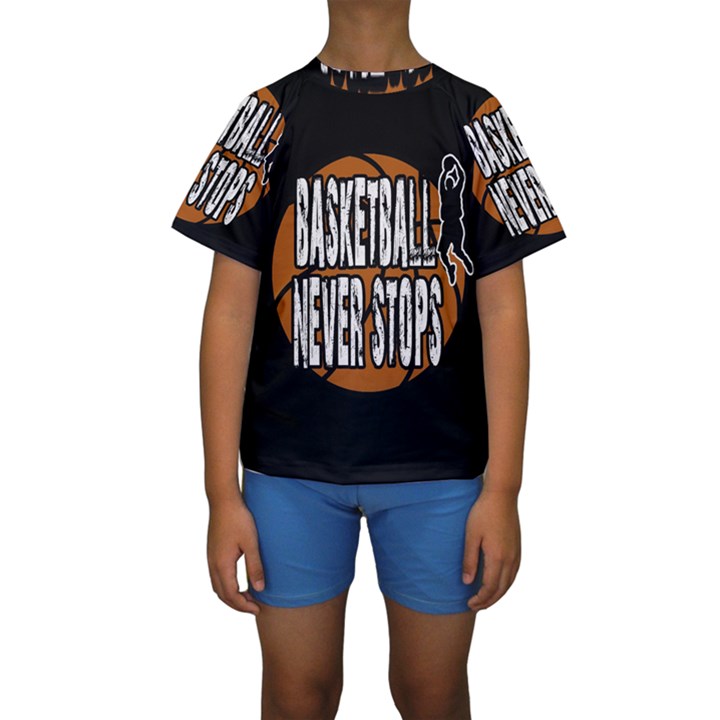 Basketball never stops Kids  Short Sleeve Swimwear