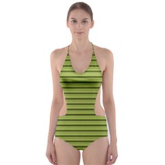 Decorative lines pattern Cut-Out One Piece Swimsuit