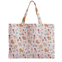 Kittens And Birds And Floral  Patterns Zipper Mini Tote Bag by TastefulDesigns