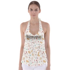 Kittens And Birds And Floral  Patterns Babydoll Tankini Top by TastefulDesigns