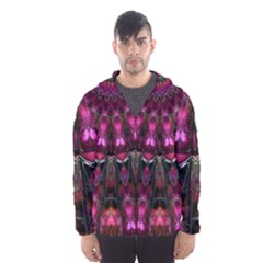 Pink Vortex Half Kaleidoscope  Hooded Wind Breaker (men) by KirstenStar