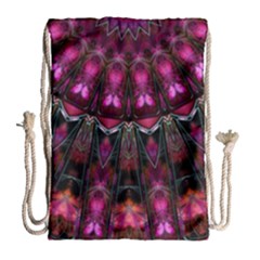 Pink Vortex Half Kaleidoscope  Drawstring Bag (large) by KirstenStar