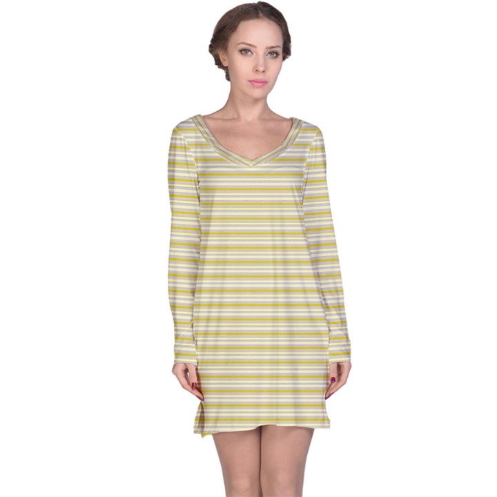 Decorative lines pattern Long Sleeve Nightdress