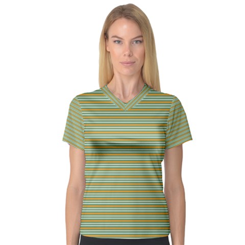 Decorative Line Pattern Women s V-neck Sport Mesh Tee by Valentinaart