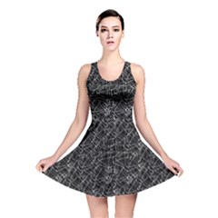 Linear Abstract Black And White Reversible Skater Dress by dflcprintsclothing