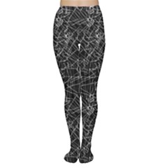 Linear Abstract Black And White Women s Tights by dflcprintsclothing