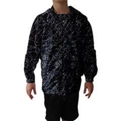 Linear Abstract Black And White Hooded Wind Breaker (kids)