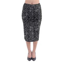 Linear Abstract Black And White Midi Pencil Skirt