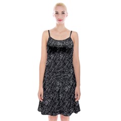 Linear Abstract Black And White Spaghetti Strap Velvet Dress by dflcprintsclothing