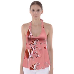 Amazing Floral Fractal B Babydoll Tankini Top