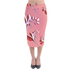 Amazing Floral Fractal B Velvet Midi Pencil Skirt