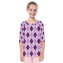 Plaid Pattern Kids  Quarter Sleeve Raglan Tee