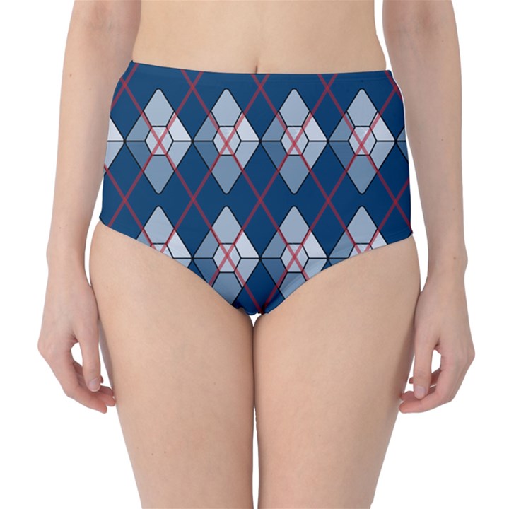 Diamonds and Lasers Argyle  High-Waist Bikini Bottoms