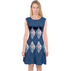 Diamonds And Lasers Argyle  Capsleeve Midi Dress