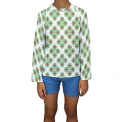 Floral Collage Pattern Kids  Long Sleeve Swimwear by dflcprintsclothing