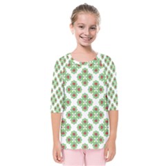 Floral Collage Pattern Kids  Quarter Sleeve Raglan Tee