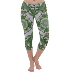 Marijuana Leaf Pattern Capri Yoga Leggings by getstonedinstyle