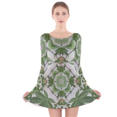 Marijuana Leaf Pattern Long Sleeve Velvet Skater Dress by getstonedinstyle