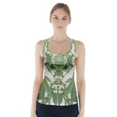 Marijuana Leaf Pattern Racer Back Sports Top by getstonedinstyle