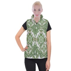 Marijuana Leaf Pattern Women s Button Up Puffer Vest by getstonedinstyle