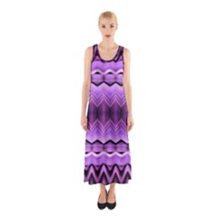 Purple Pink Zig Zag Pattern Sleeveless Maxi Dress