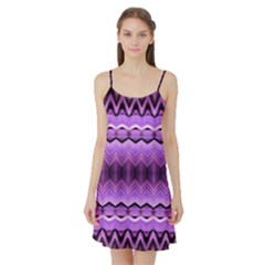 Purple Pink Zig Zag Pattern Satin Night Slip