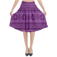 Pattern Flared Midi Skirt