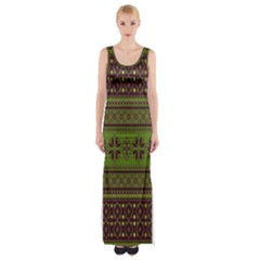 Pattern Maxi Thigh Split Dress