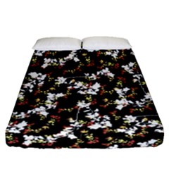 Dark Chinoiserie Floral Collage Pattern Fitted Sheet (queen Size) by dflcprints