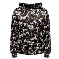 Dark Chinoiserie Floral Collage Pattern Women s Pullover Hoodie by dflcprintsclothing