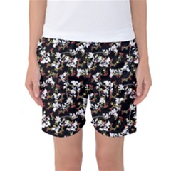 Dark Chinoiserie Floral Collage Pattern Women s Basketball Shorts by dflcprintsclothing