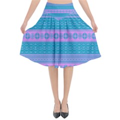 Pattern Flared Midi Skirt