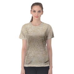 Old Floral Crochet Lace Pattern Beige Bleached Women s Sport Mesh Tee