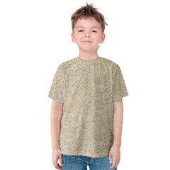 Old Floral Crochet Lace Pattern Beige Bleached Kids  Cotton Tee