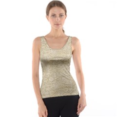 Old Floral Crochet Lace Pattern Beige Bleached Tank Top