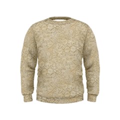 Old Floral Crochet Lace Pattern Beige Bleached Kids  Sweatshirt by EDDArt